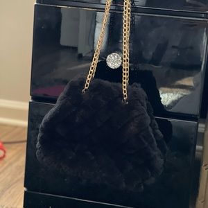 Faux Fur Purse with gold chain